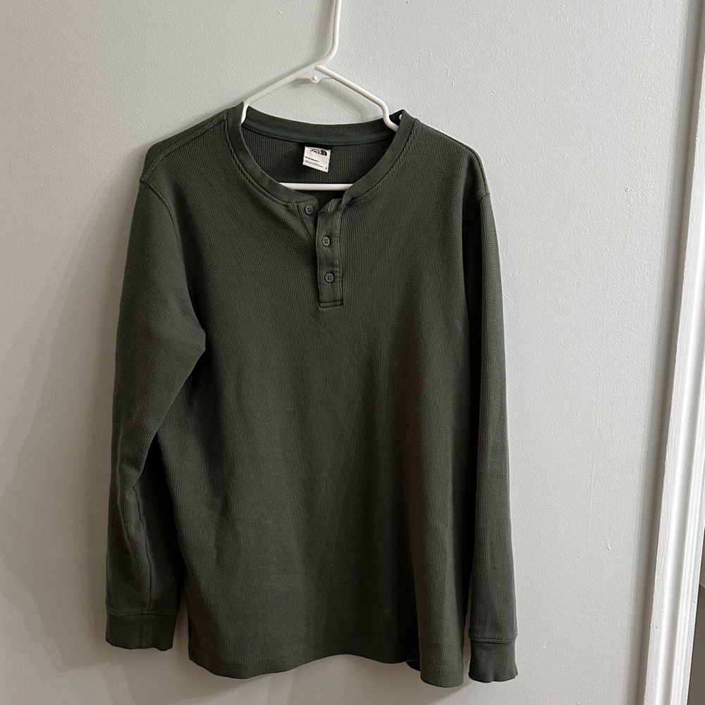 Men's NorthFace Green Henley Shirt